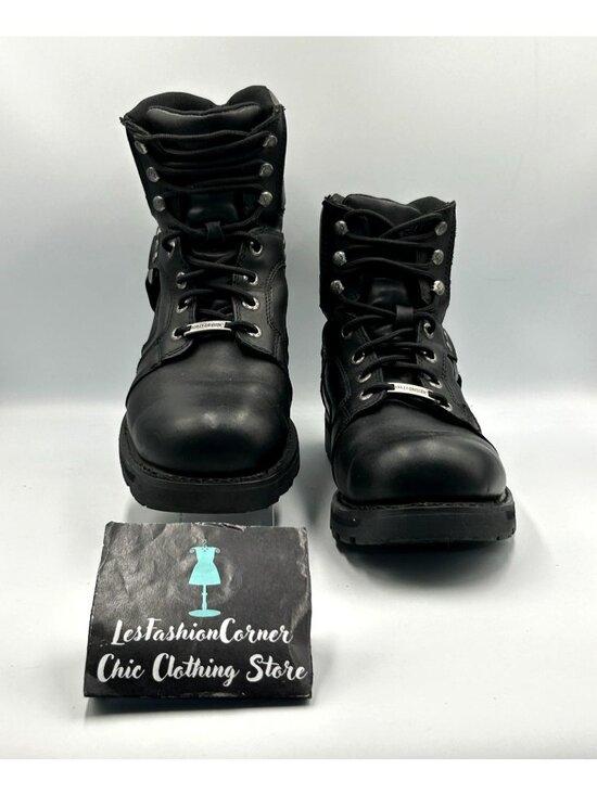 Harley-Davidson Mens Black Leather Lace-Up Logo Accent Riding Boots Sz 13M 3357 main image 14